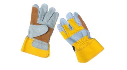 Gloves with an exterior surface composed of two or more materials example 2