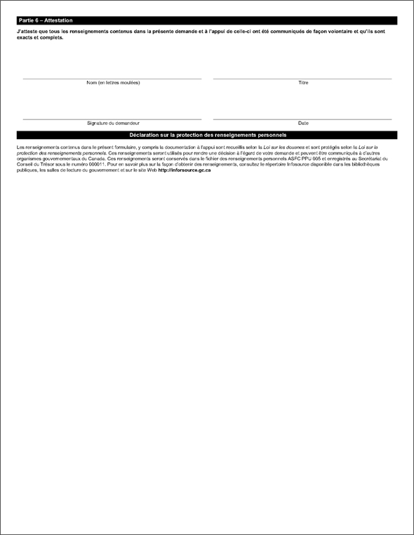 Exemple du formulaire de demande BSF266, Entente de réinvestissement des pénalités (ERP) - Page 3