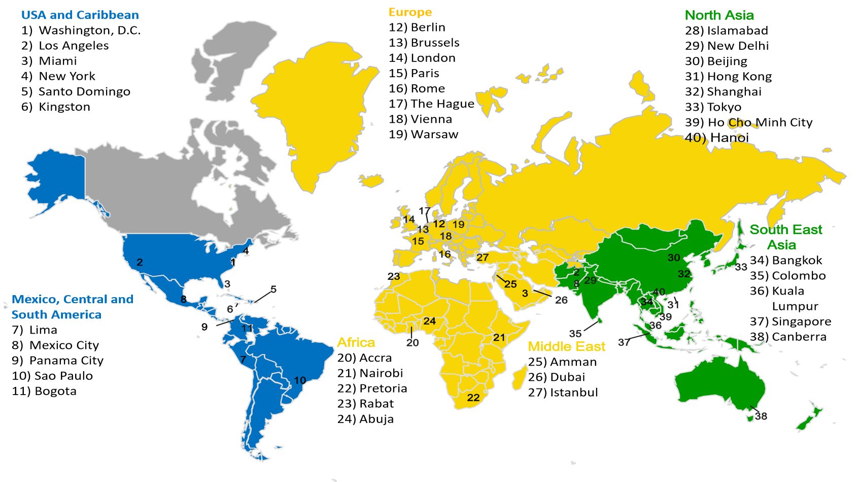 Global map of the International Network locations